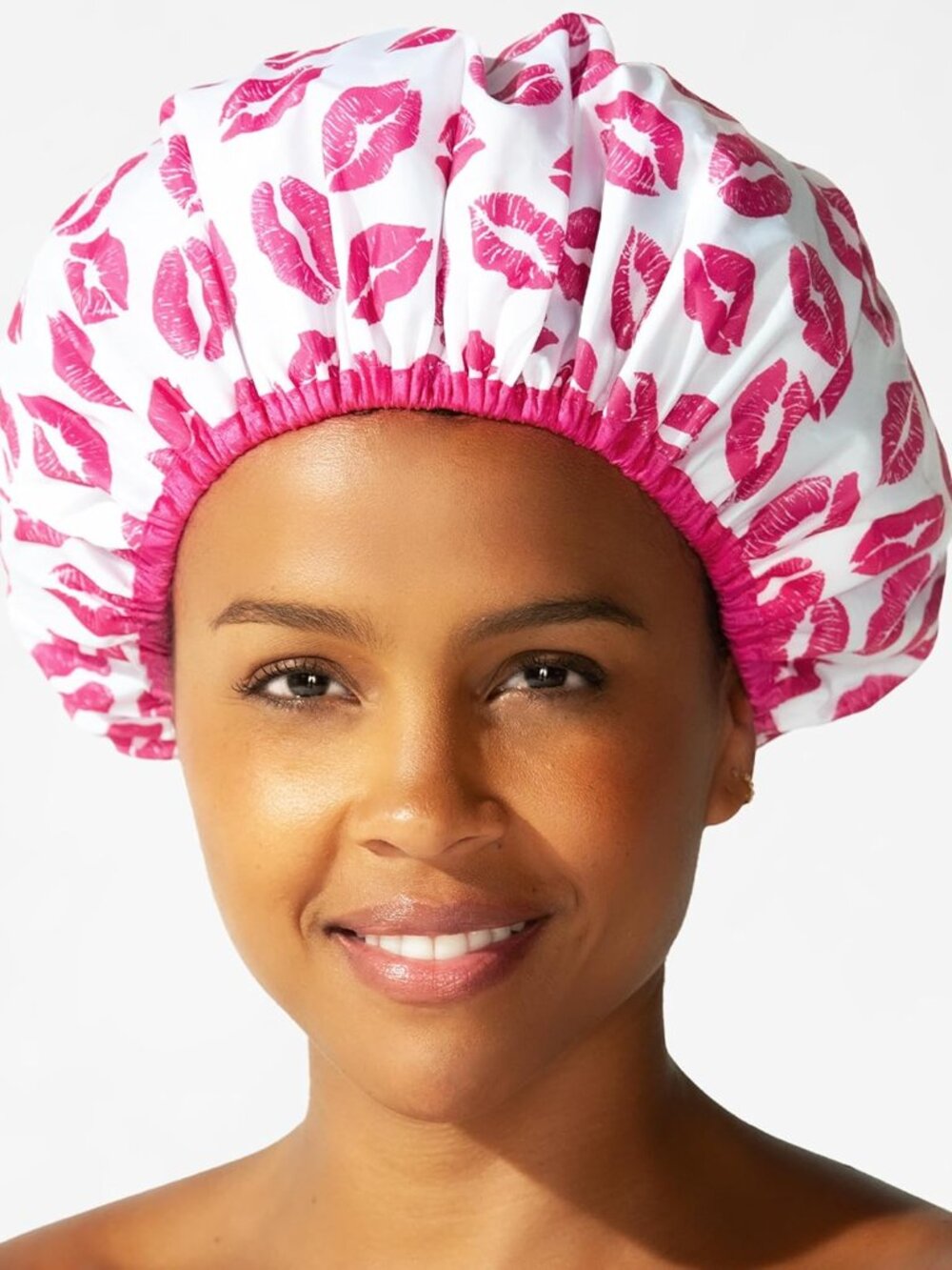 Fashionista Reusable Shower Cap, Showered with Kisses